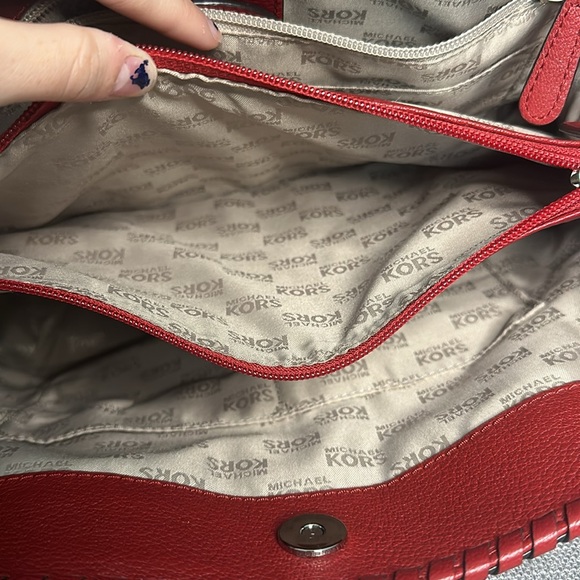 Michael Kors Large Whipped Hamilton Red Leather Purse💌♥️ - Picture 6 of 9